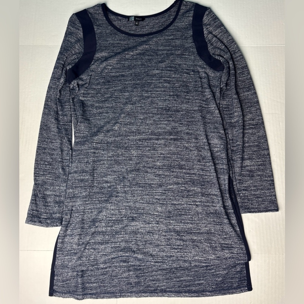 BCNL Design Women’s Small Shirt Tunic Navy Blue Heathered Split Sides Stretchy